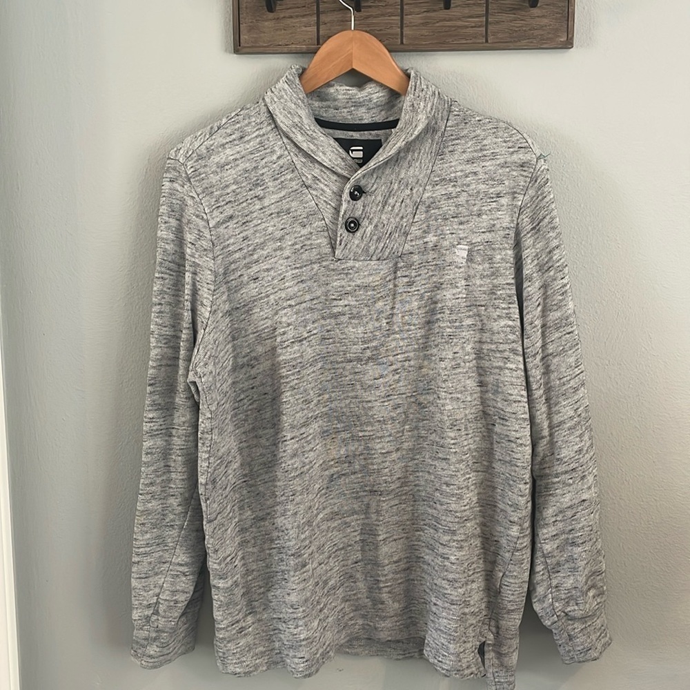 G-Star Raw Shawl Collar Sweatshirt Heather Grey size XL